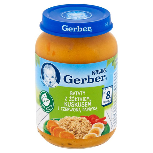 Gerber Bataty z Żółtkiem Kuskusem i Czerwoną Papryką dla Niemowląt po 8 Miesiącu 190g