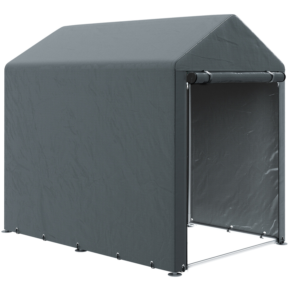 Outsunny 179 x 120cm Temporary Garden Shed, with Weather-resistant Plastic Cover and Accessories - Dark Grey