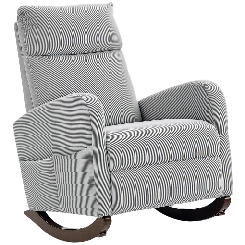 HOMCOM Corduroy Rocking Armchair - Grey
