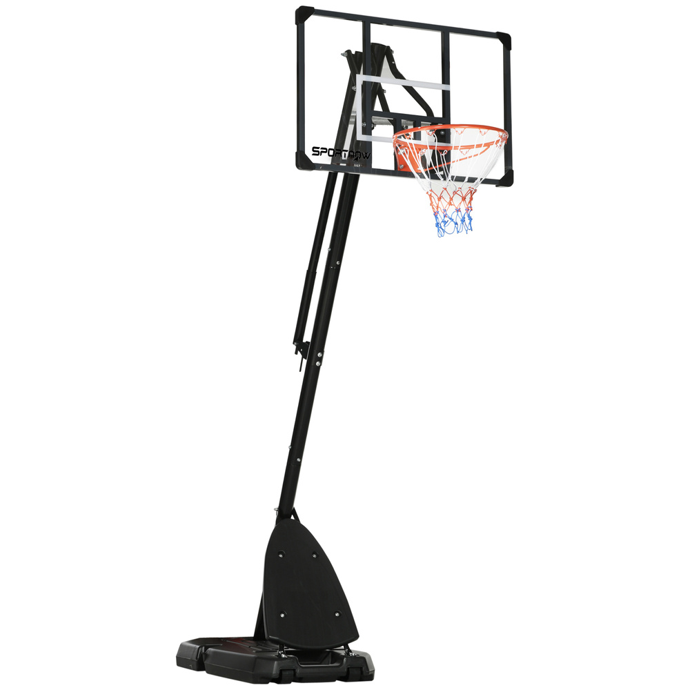 SPORTNOW 2.4-2.9m Adjustable Basketball Hoop and Stand with Weighted Base, Portable on Wheels, Black