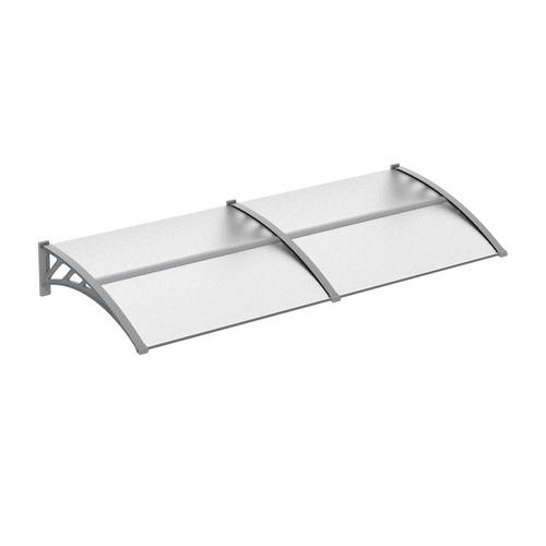 Outsunny Front Door Canopy Outdoor Awning Aluminium Rigid Plastic Polycarbonate Rain Shelter UV Water Rain Resistant 196 x 75cm Clear