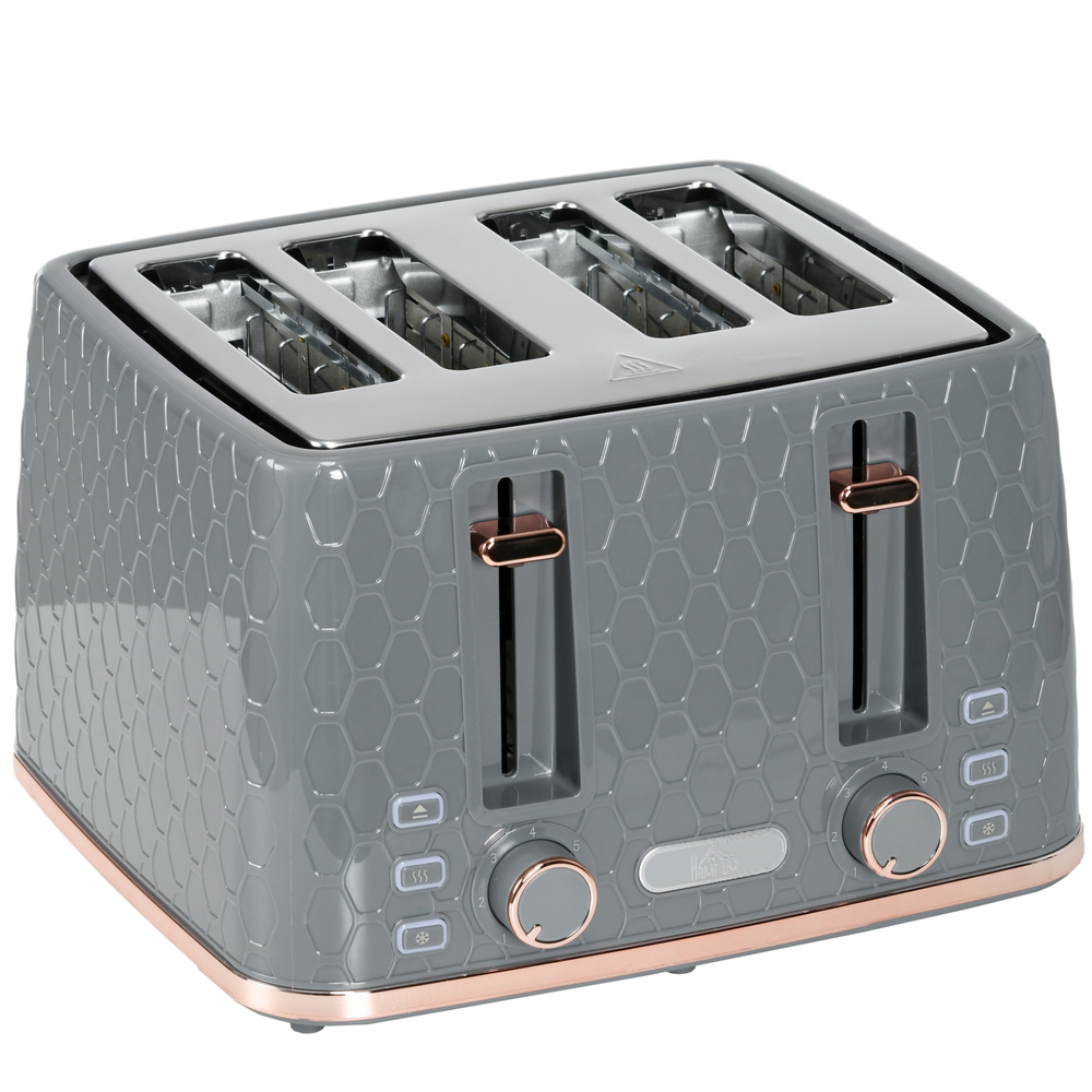 HOMCOM Four-Slice Honeycomb Toaster - Grey