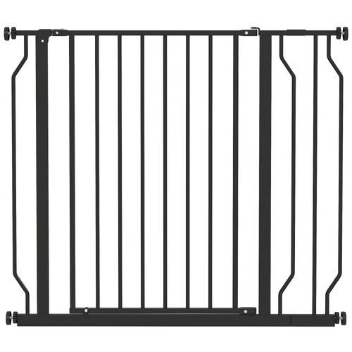 PawHut Wide Dog Safety Gate, with Door Pressure, for Doorways, Hallways, Staircases - Black