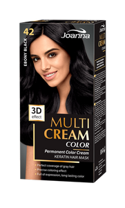 Joanna Multi Cream Color 3D Effect Hair Dye with Long-Lasting Effect No. 42 Ebony Black 1 Piece
