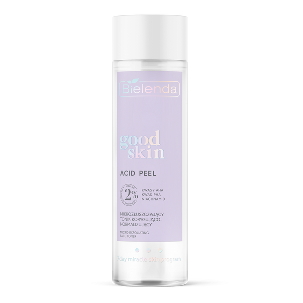 Bielenda Good Skin Acid Peel Mikrozłuszczający Tonik Korygująco-Normalizujący z Kwasami AHA PHA 200ml