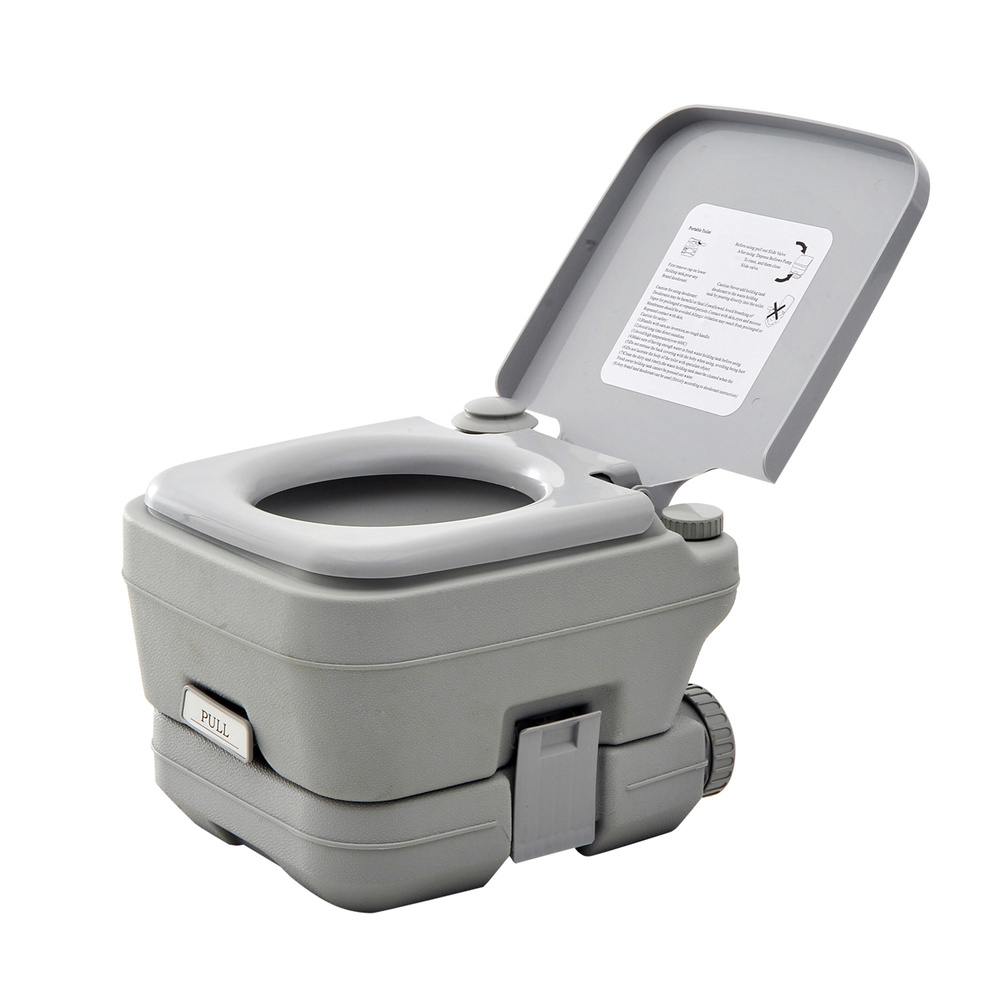 HOMCOM 10L Plastic Portable Toilet - Grey