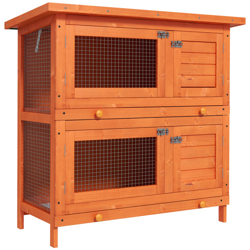 PawHut Rabbit Hutch Outdoor Guinea Pig Hutch Wooden Duck House Pet Cage with Opening Roof, 90 x 45 x 90cm