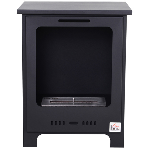 HOMCOM Freestanding Ethanol Fireplace, Bioethanol Fire with 0.9L Tank, 3 Hours Burning Time for Indoor, Black