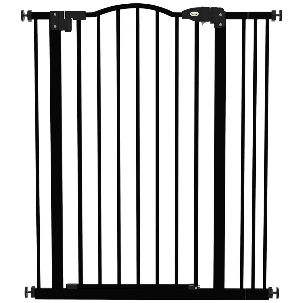PawHut Metal Pet Safety Gate Dog Gate Folding Fence 74-87cm, Black