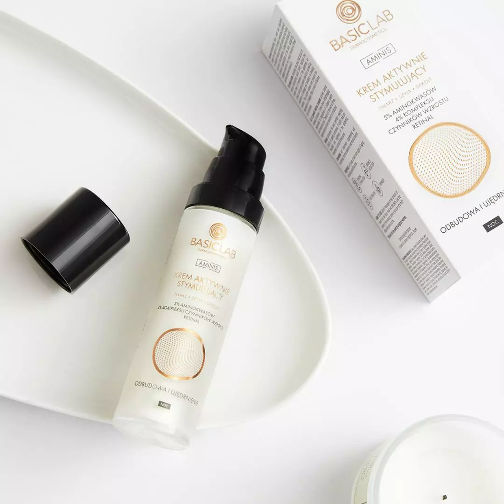 BasicLab Luxury Night Firming Cream with 5% Amino Acid Skin Repair & Anti-Aging Benefits - 50ml