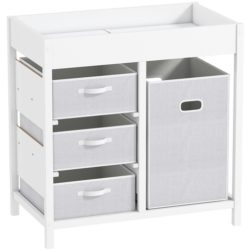AIYAPLAY Baby Changing Unit with 4 Storage Drawers, Mat for Bedroom Nursery, 84 x 84.5 cm, White