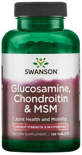 Swanson Glucosamine Chondroitin & MSM 750mg Wspiera Zdrowie Stawów 120 Tabletek