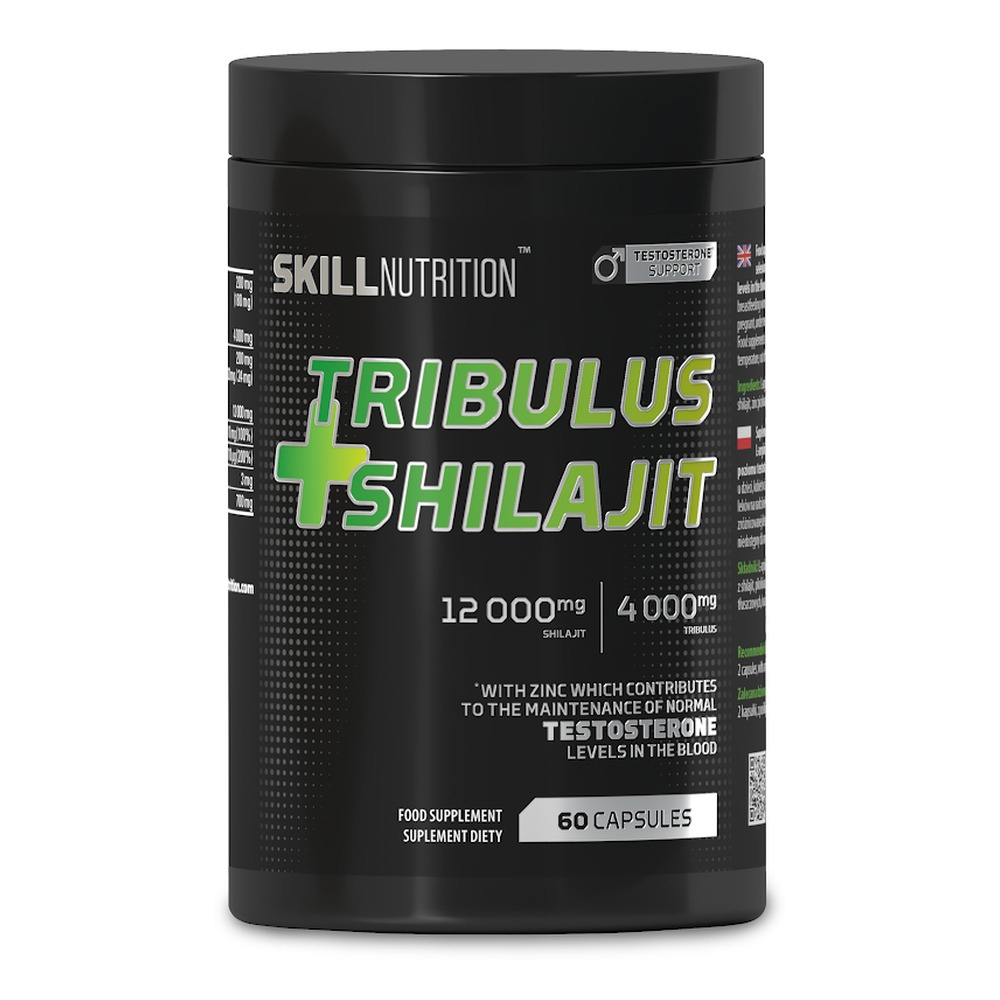 Skill Nutrition Tribulus + Shilajit Suplement Na Witalność i Poziom Testosteronu 60 Kapsułek