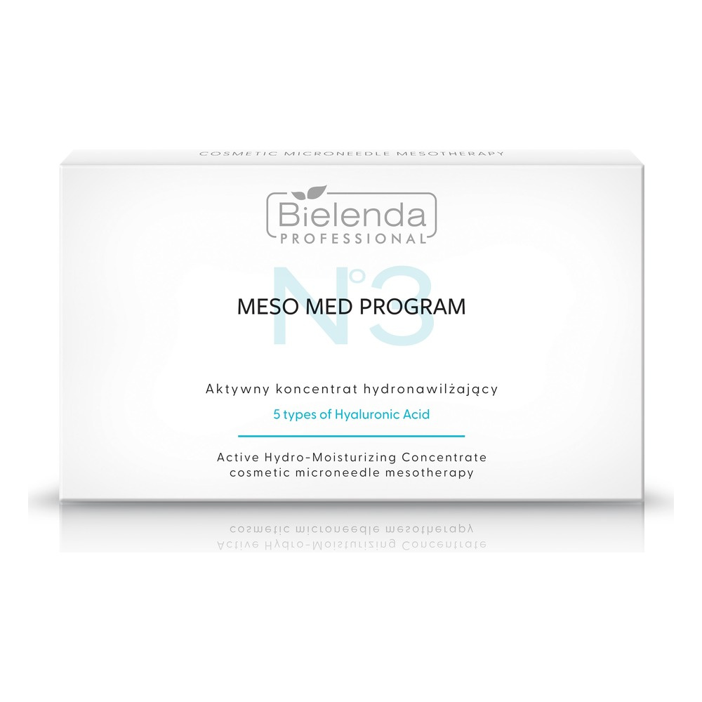 Bielenda Professional Meso Med Program Aktywny Przeciwzmarszczkowy Koncentrat Hydronawilżający z 5 Formami Kwasu Hialuronowego 10x3ml
