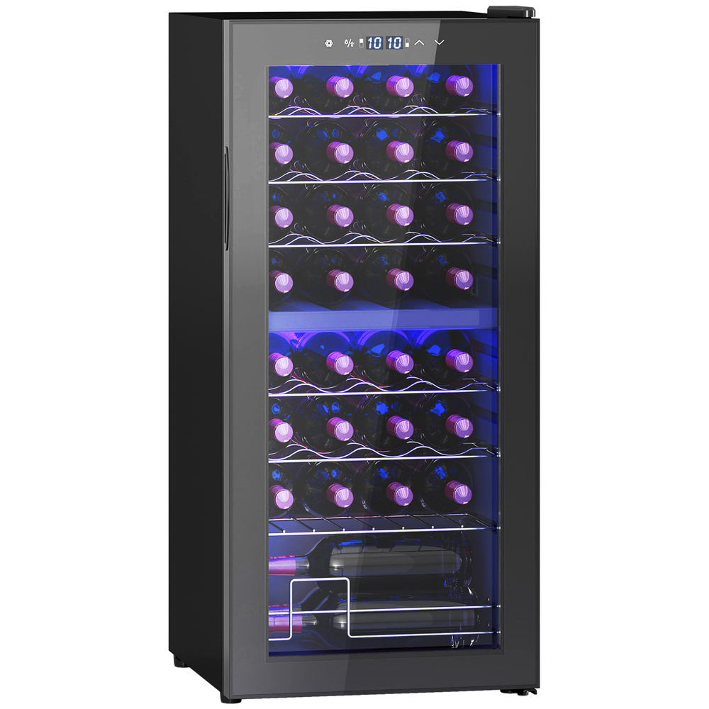 HOMCOM 32 Bottle Dual Zone 5-18℃ Wine Fridge - Black
