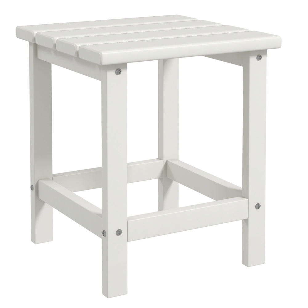 Outsunny Square Coffee Table, HDPE Tabletop and Frame for Porch, Garden, Side Table, 38 x 38 x 46 cm, White