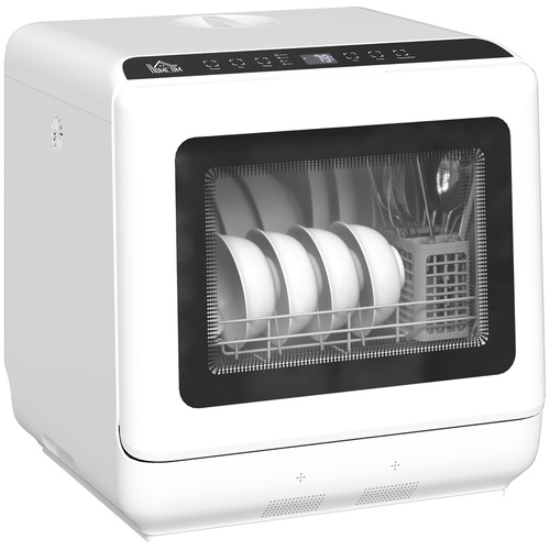 HOMCOM 6L Five-Mode Tabletop Dishwasher - White