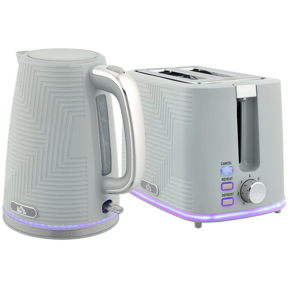 HOMCOM Modern Kettle and Toaster Set - Grey