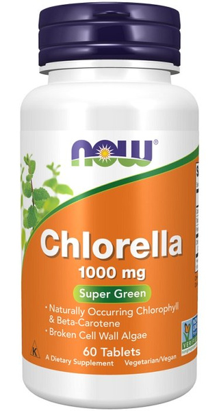 NOW Foods Chlorella 1000mg Suplement z Algami i Chlorofilem 60 Tabletek