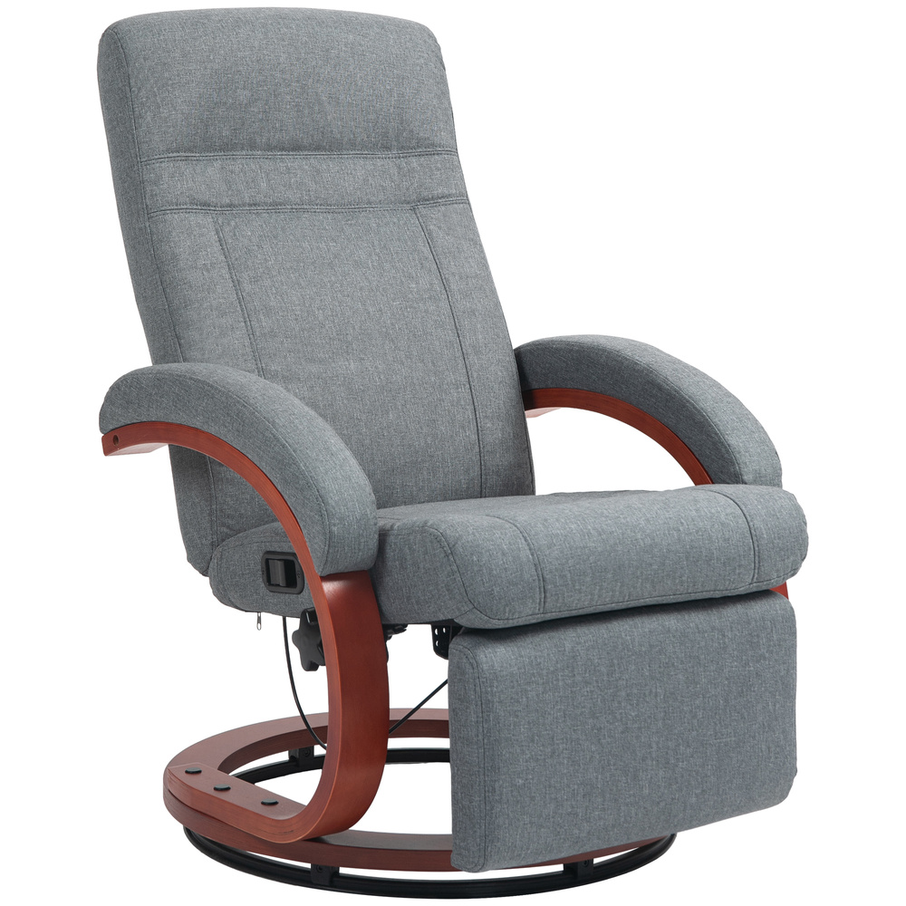 HOMCOM 135° Manual Reclining Swivel Chair, with Footrest - Grey