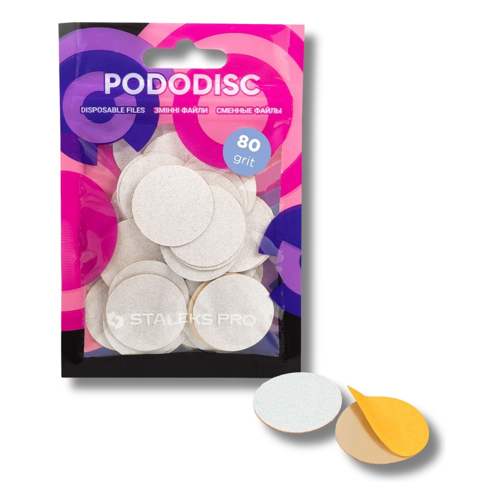 Staleks Pro Expert Disposable Pododisc Pedicure White Files  Size L Grit 80 50pcs