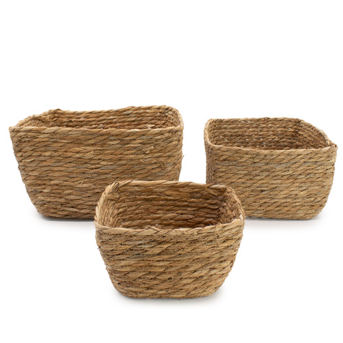 Seagrass Square Baskets - Natural - Set of 3