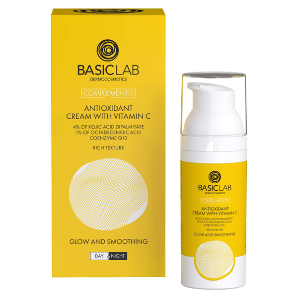 BasicLab Complementis Antioxidant Cream with Rich Consistency with Vitamin C Brightening and Smoothing for Dry and Very Dry Skin Day and Night 50ml