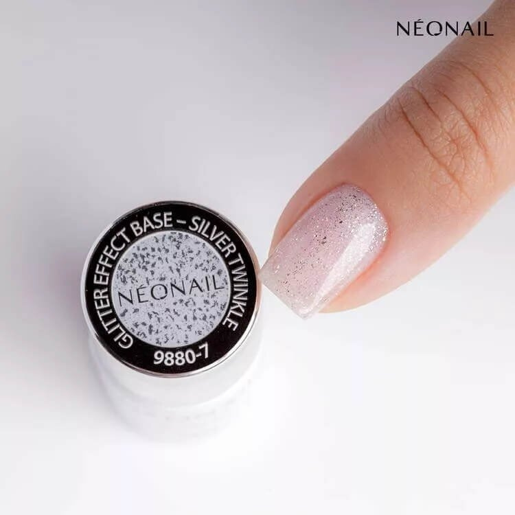 NeoNail UV/LED Baza Hybrydowa Glitter Effect Base Silver 7.2ml
