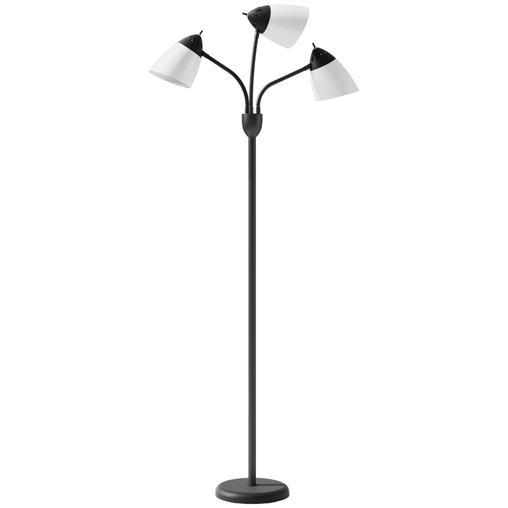 HOMCOM Arc Tree Floor Lamp with 3 Adjustable Rotating Lights and 3000K/4500K/6500K Colour Temperatures, Industrial Standing Lamp with Steel Frame for Bedroom Living Room, 155cm, Black
