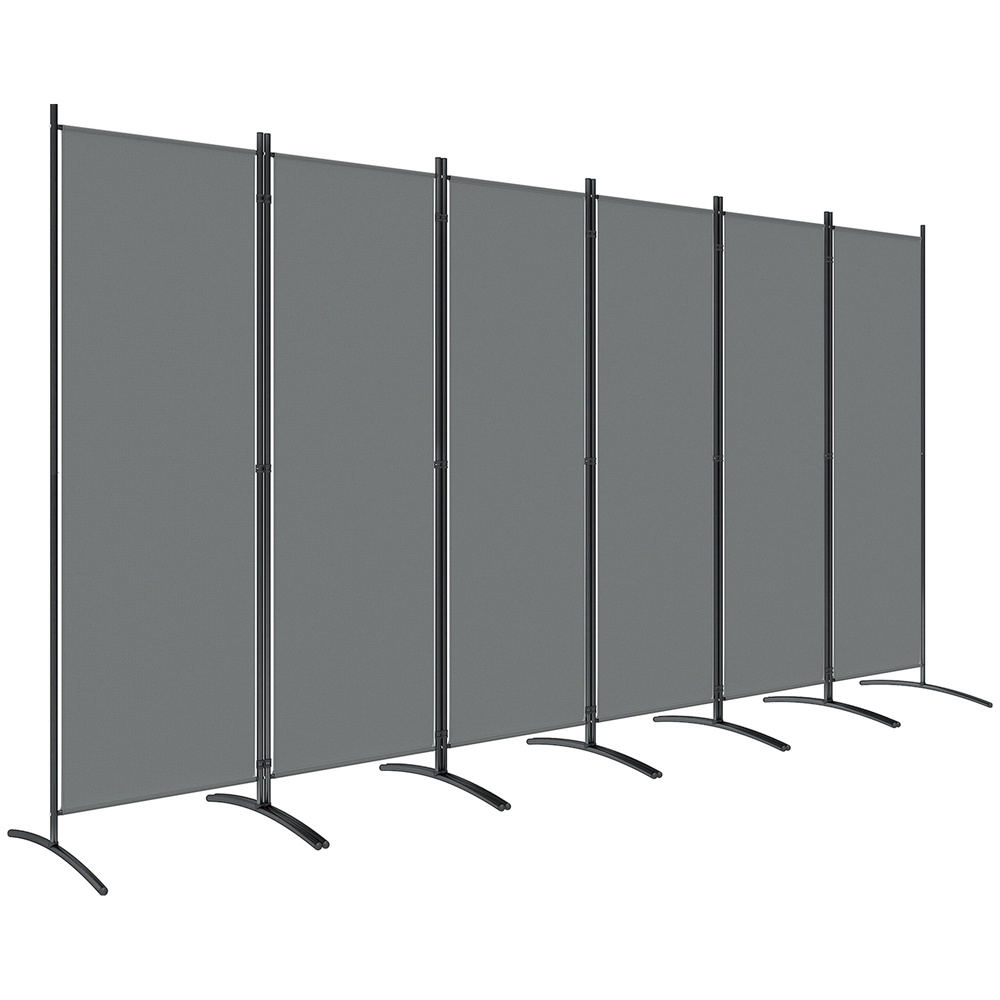 Outsunny 6 Panel Folding Room Divider Foldable Freestanding Garden Privacy Screen, 332 x 172 cm, Dark Grey