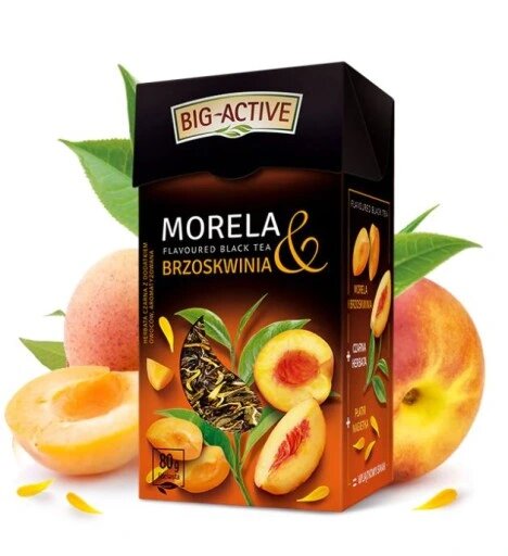 Big-Active Peach & Apricot Leaf Flavoured Black Tea with Fruit Pieces 80g