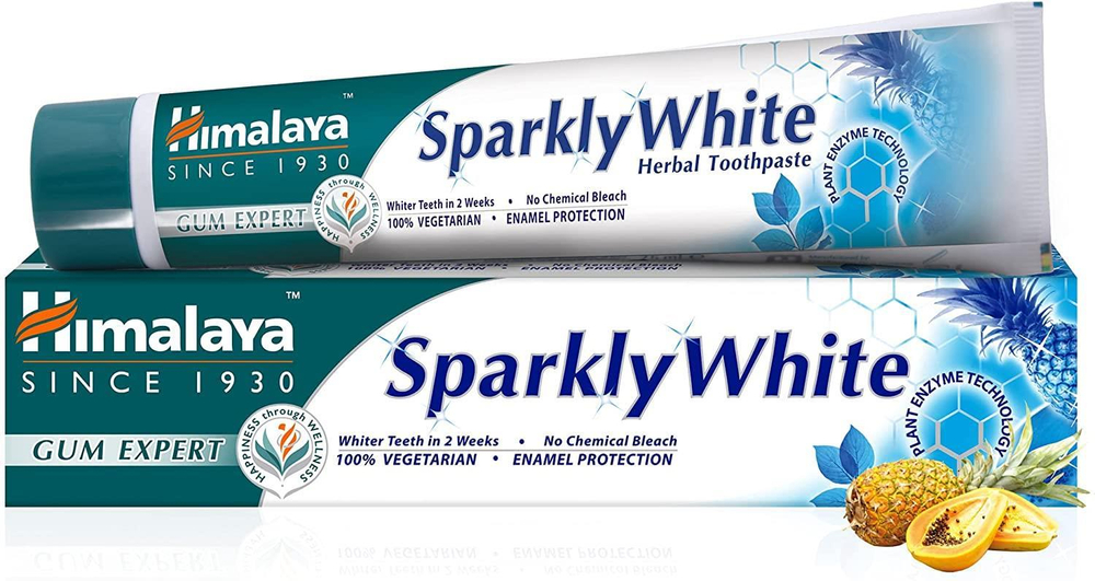 Himalaya Sparkly White Whitening Toothpaste with Advanced Herbal Formula with Papaya and Pineapple Enzymes 75ml