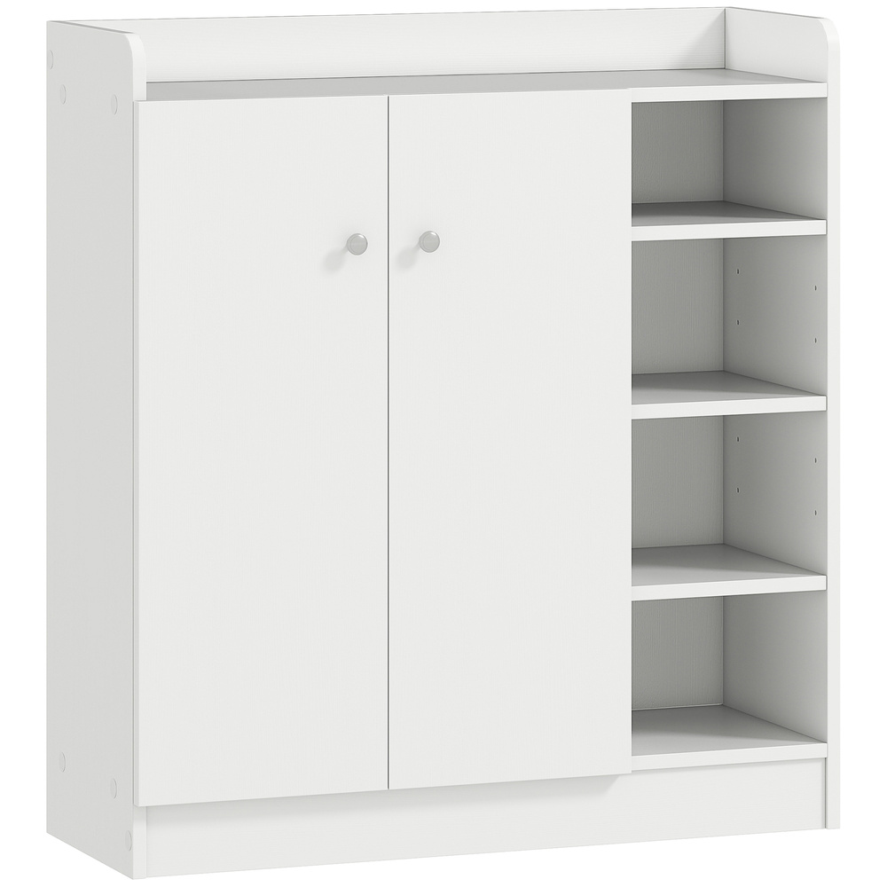 HOMCOM Shoe Storage Cabinet  Two Doors w/ Adjustable 4 Shelves Cupboard Footwear Rack Stand Organiser Hallway White