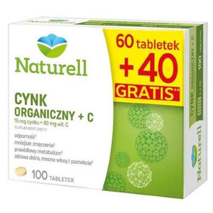 Naturell Organic Zinc + C Healthy Skin Hair and Nails 60 Tablets + 40 Free Tablets