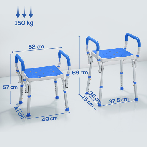 HOMCOM 57-69cm Aluminium Frame Bath Seat