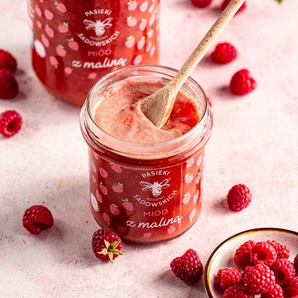 Pasieki Sadowskich Honey with Raspberry 430g