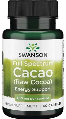 Swanson Full Spectrum Cacao (Raw Cocoa) 400mg Surowe Kakao 60 Kapsułek