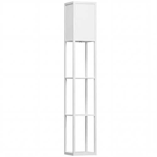 HOMCOM 3-Tier Floor Lamp, Floor Light with Storage Shelf, Reading Standing Lamp with Acrylic Shade for Living Room, Bedroom, Kitchen, Dining Room, Office, Dorm, 160cm, White