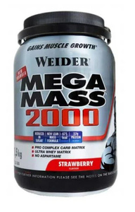 Weider Mega Mass 2000, Strawberry - 1500g