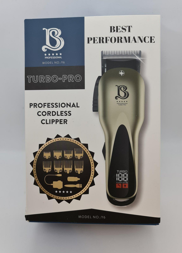 Star Beauty Professional Cordless Clipper Model Y6 Turbo Pro Set 8 Combs 1 Piece