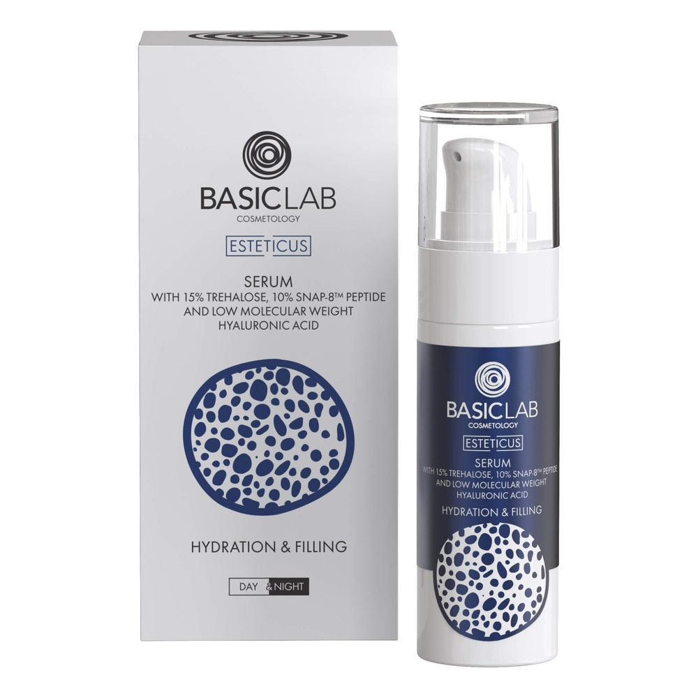 BasicLab Serum with Trehalose 15% and 10% Peptide Moisturizing and Filling for Day and Night 30ml