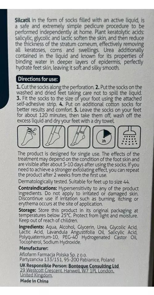 Silcatil Złuszczające Skarpetki Nawilżające Usuwają Zrogowacenia 1 para