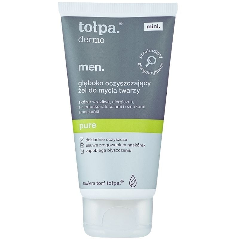 Tołpa Dermo Men Pure Węglowy żel do mycia twarzy dla skóry wrażliwej i tłustej 150ml