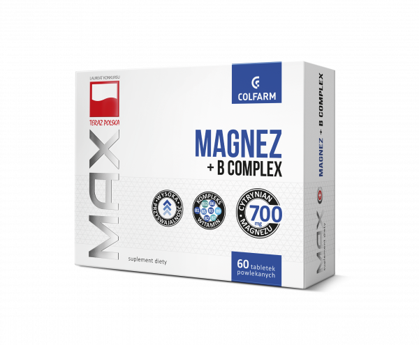Colfarm Magnez + B Complex Wspiera Metabolizm Energetyczny 60 Kapsułek