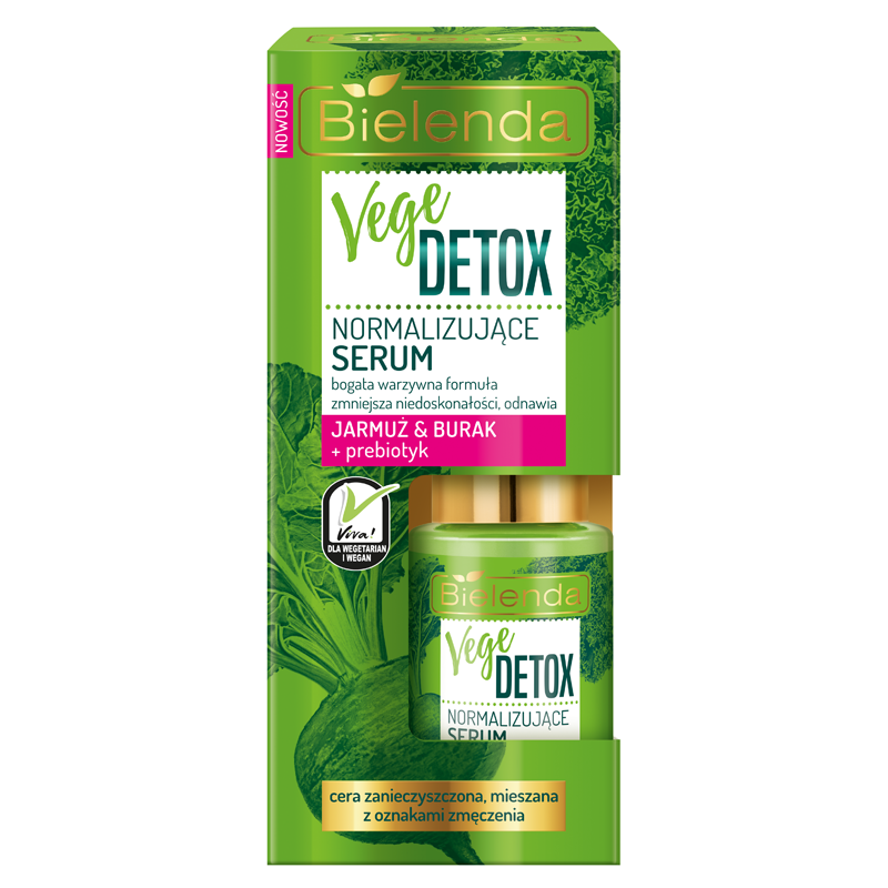 Bielenda Vege Detox Normalizujące Serum Cera Mieszana Jarmuż Burak Prebiotyk 15ml