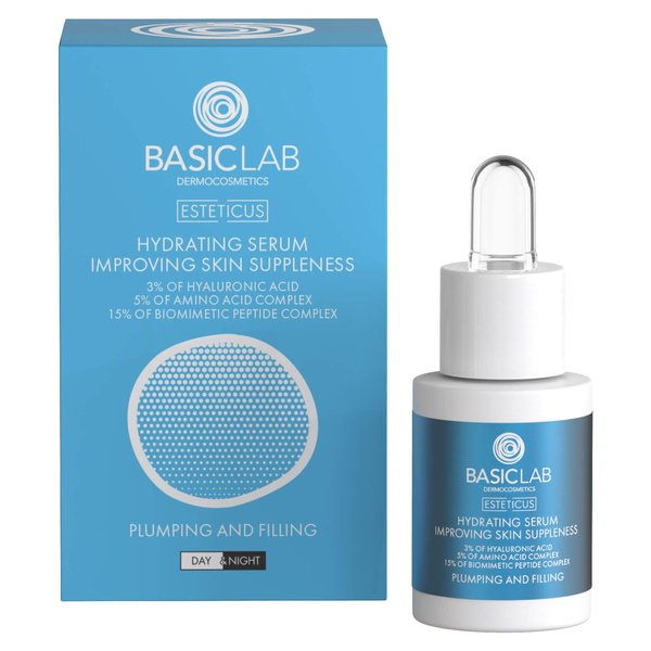 BasicLab Esteticus Hydrating Serum 3% Hyaluronic Acid 15% Peptides 15ml