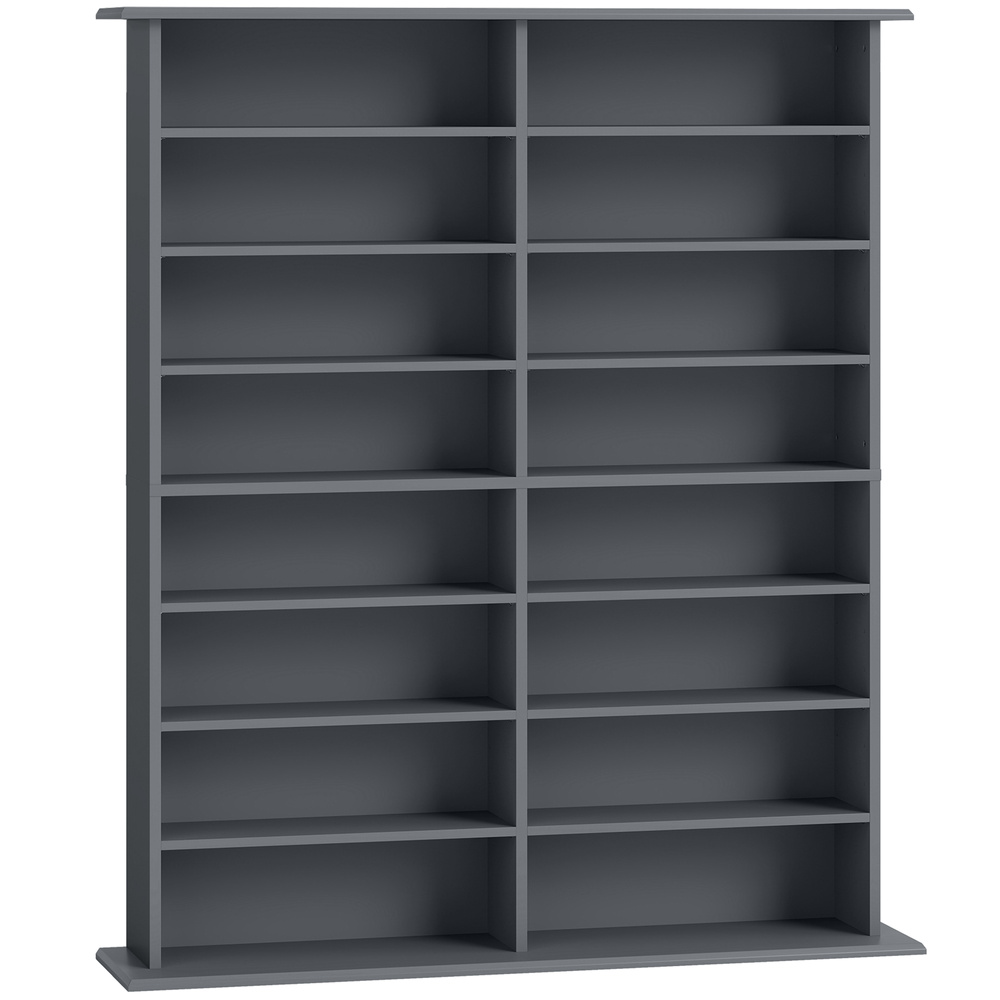 HOMCOM 16-Compartment Media Shelf - Grey