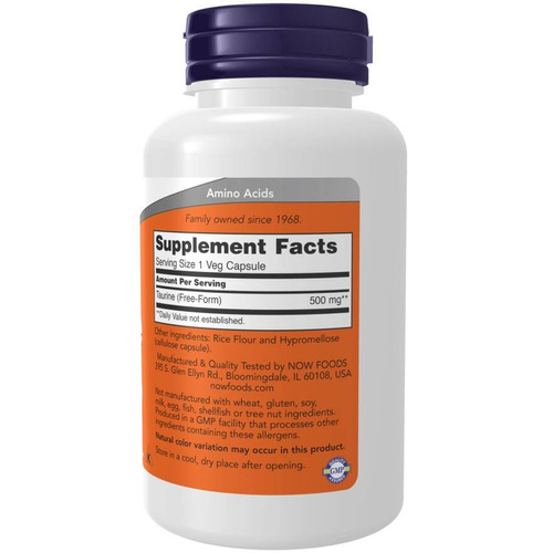 Now Foods Tauryna 500mg Wspomaga Zdrowe Widzenie 100 Kapsułek