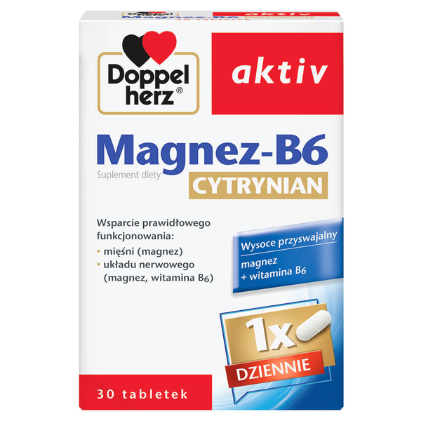 Doppelherz Aktiv Magnez B6 Cytrynian Zmęczenie Poprawa Układu Nerwowego 30 Tabletek