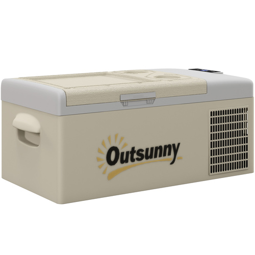 Outsunny 16L Portable Car Fridge, -20℃ to 10℃ Adjustable Temperature - Khaki/Grey